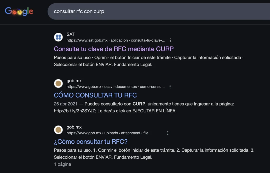 consultar RFC con curp